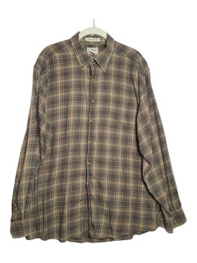 L.L. Bean Cotton Cashmere Plaid Shirt Men’s L Wrinkle Resistant Button Down

​